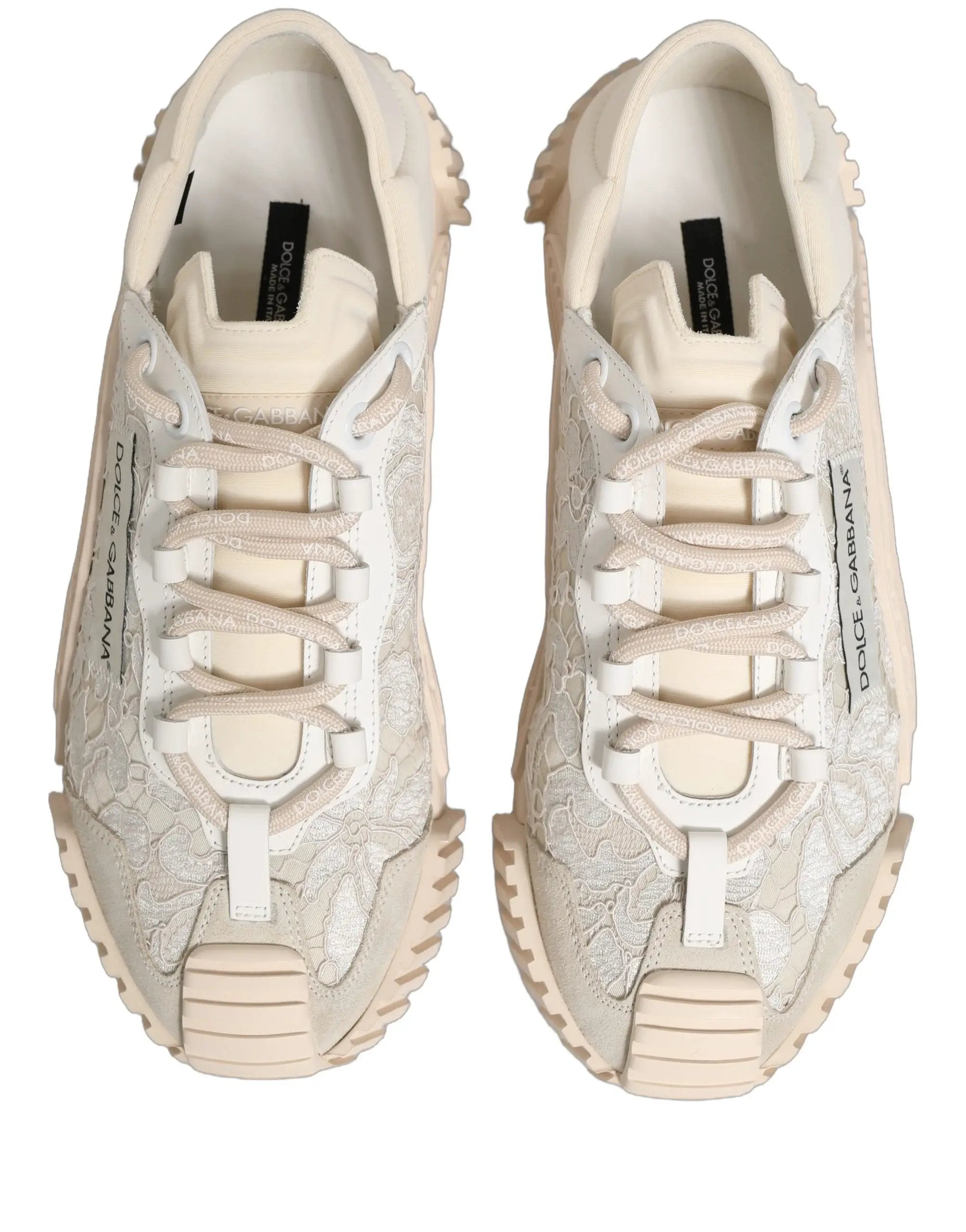 Dolce & Gabbana White Lace NS1 Low Top Sneaker Sports Shoes