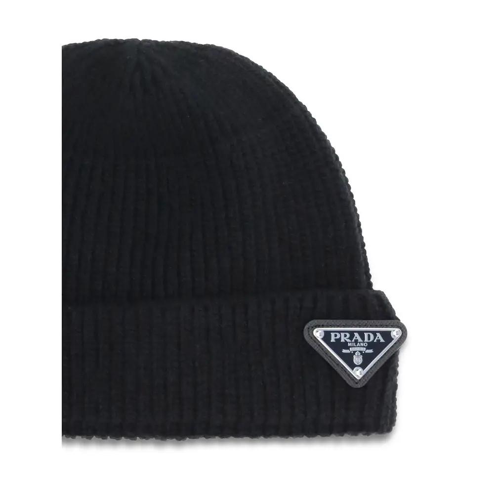 Prada Black Wool Oves Aries Beanie