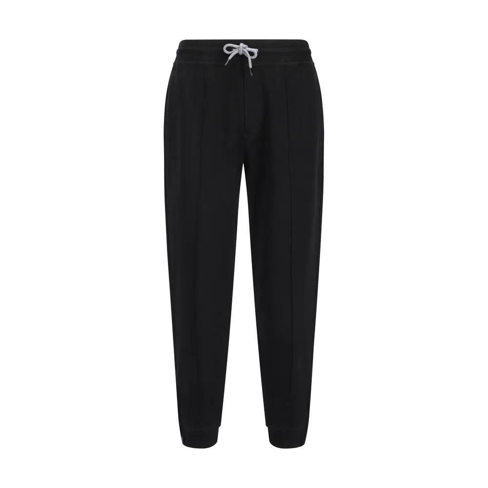 Pantalon de jogging en coton noir Brunello Cucinelli (pantalon de sport)