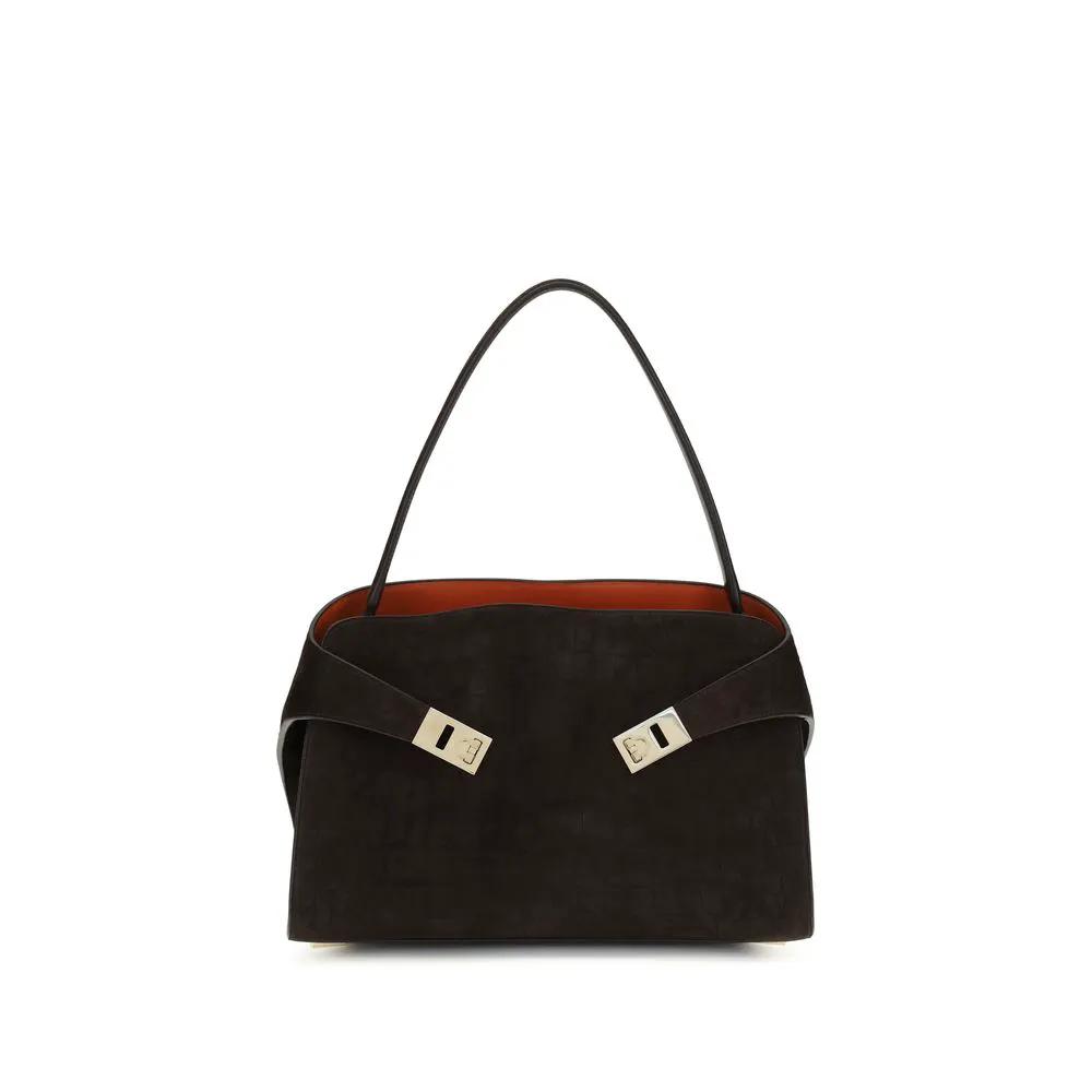 Ferragamo Brown Calf Leather Bos Taurus Shoulder Bag
