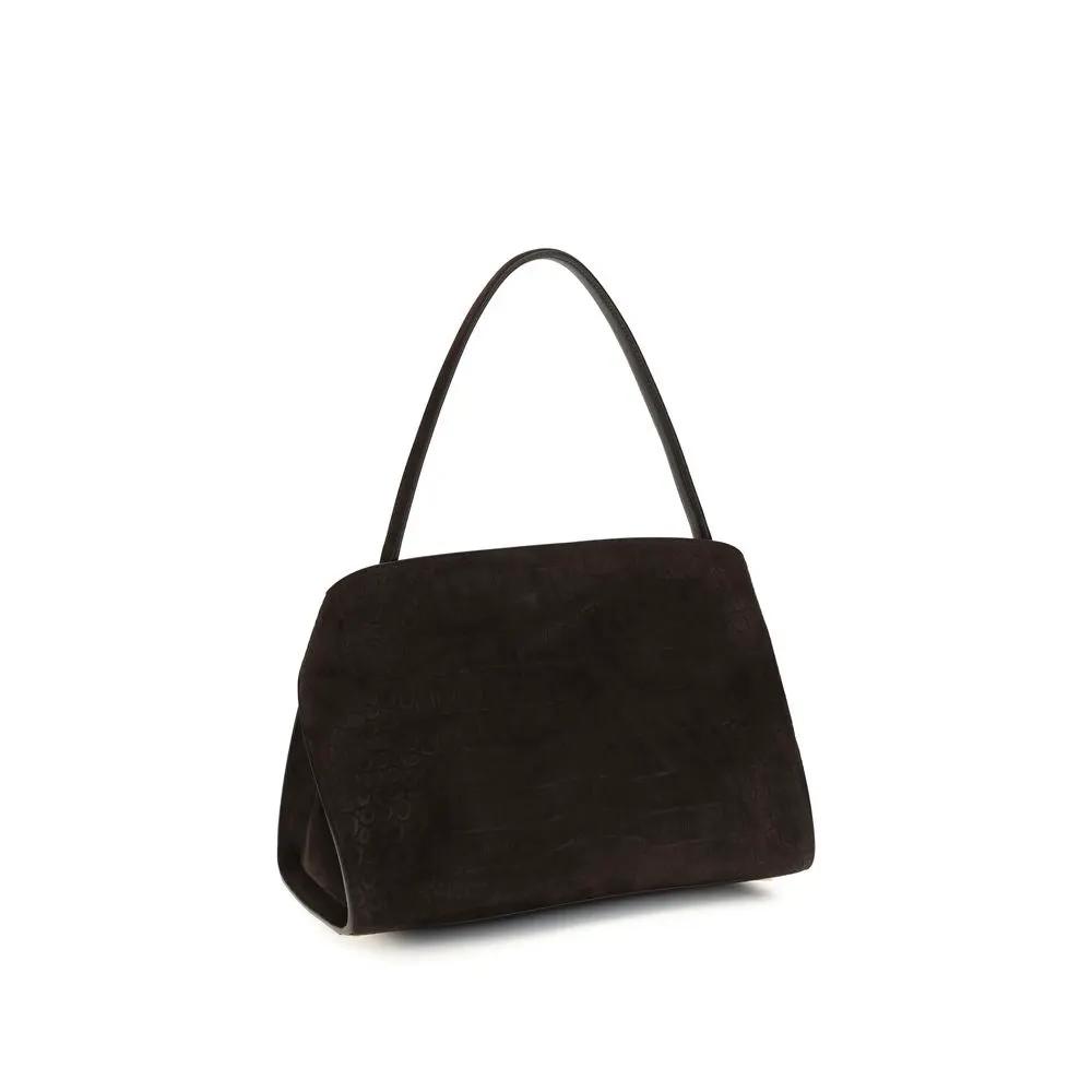 Ferragamo Brown Calf Leather Bos Taurus Shoulder Bag