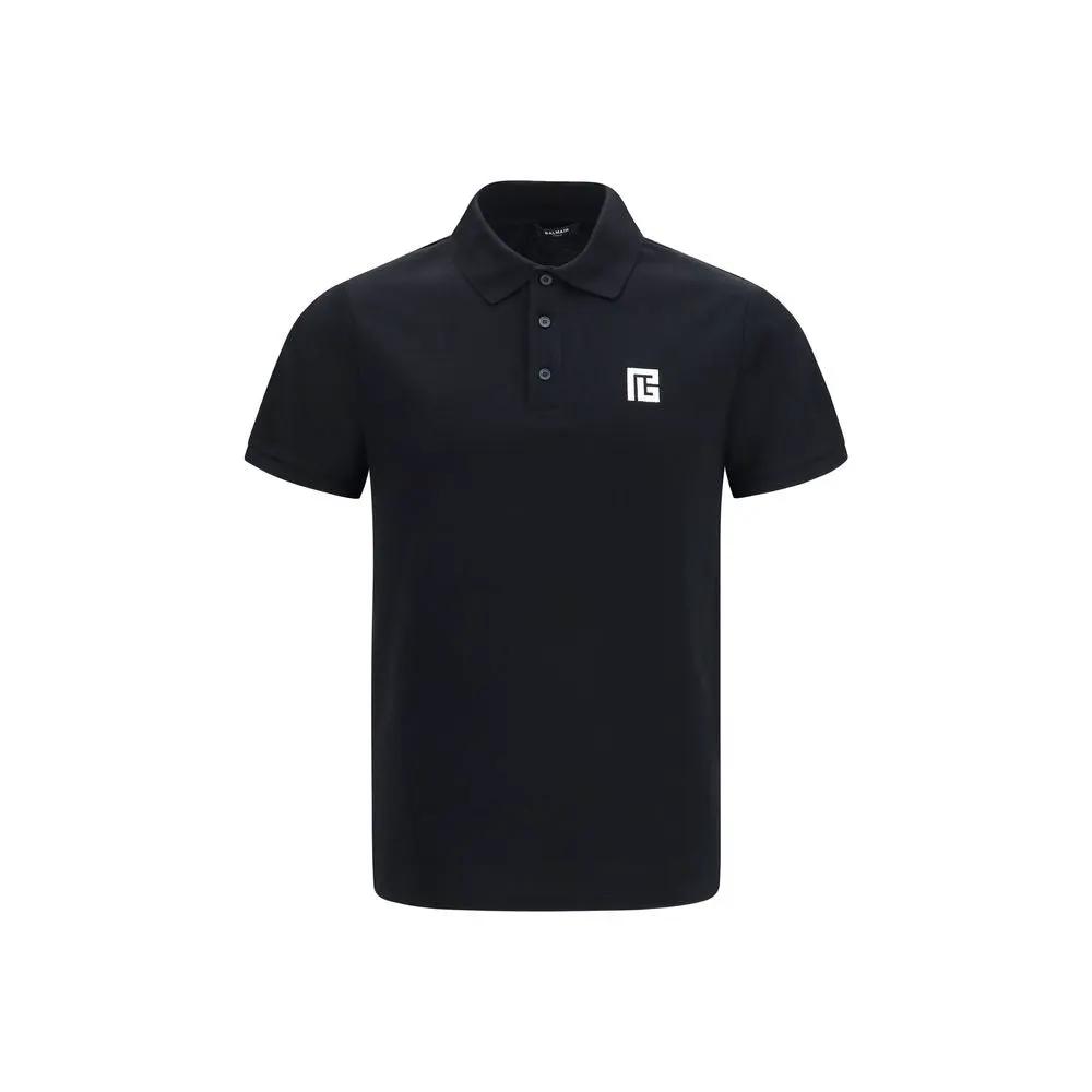 Polo Balmain en coton noir