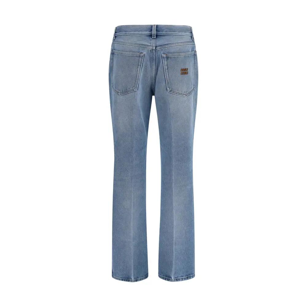 Miu Miu Blue Polyester Relaxed Fit Jeans