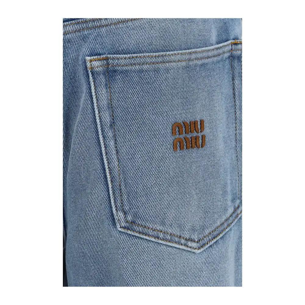 Miu Miu Blue Polyester Relaxed Fit Jeans