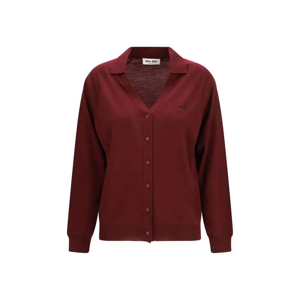 Miu Miu Bordeaux Wool Oves Aries Cardigan