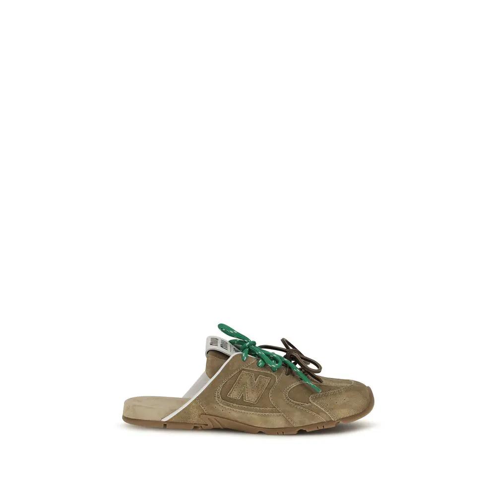 Miu Miu Beige Calf Leather Bos Taurus Athletic Sneakers