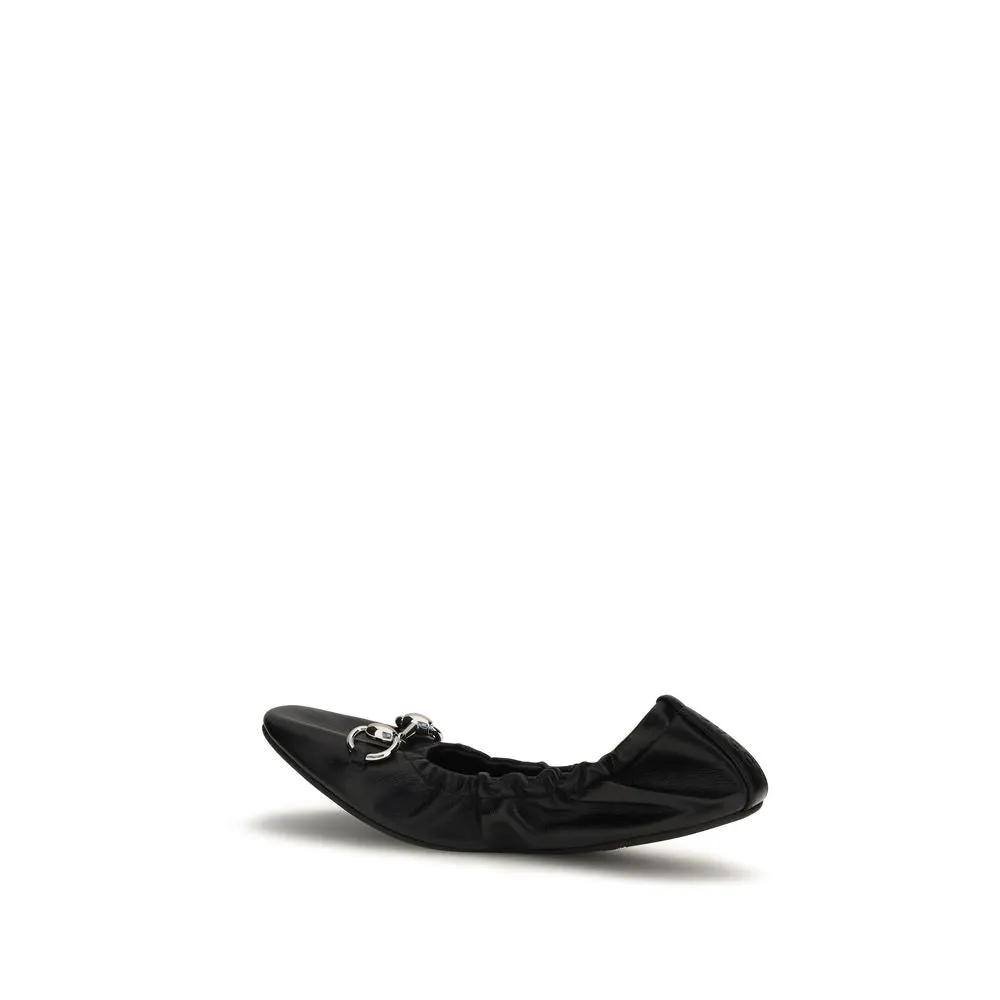 Mocassins ballerines Gucci en cuir de veau noir Bos Taurus