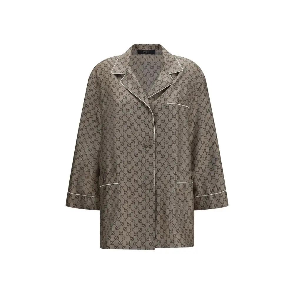 Chemise habillée en soie beige Gucci