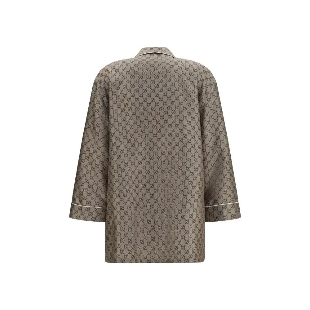 Chemise habillée en soie beige Gucci