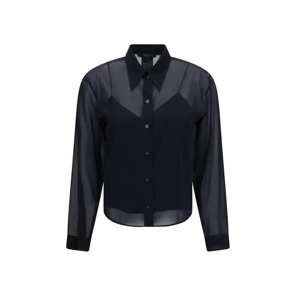 Chemise en soie noire Gucci