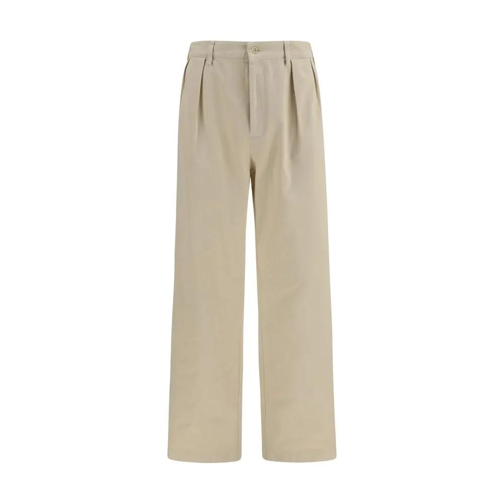 Pantalon décontracté en coton beige Prada