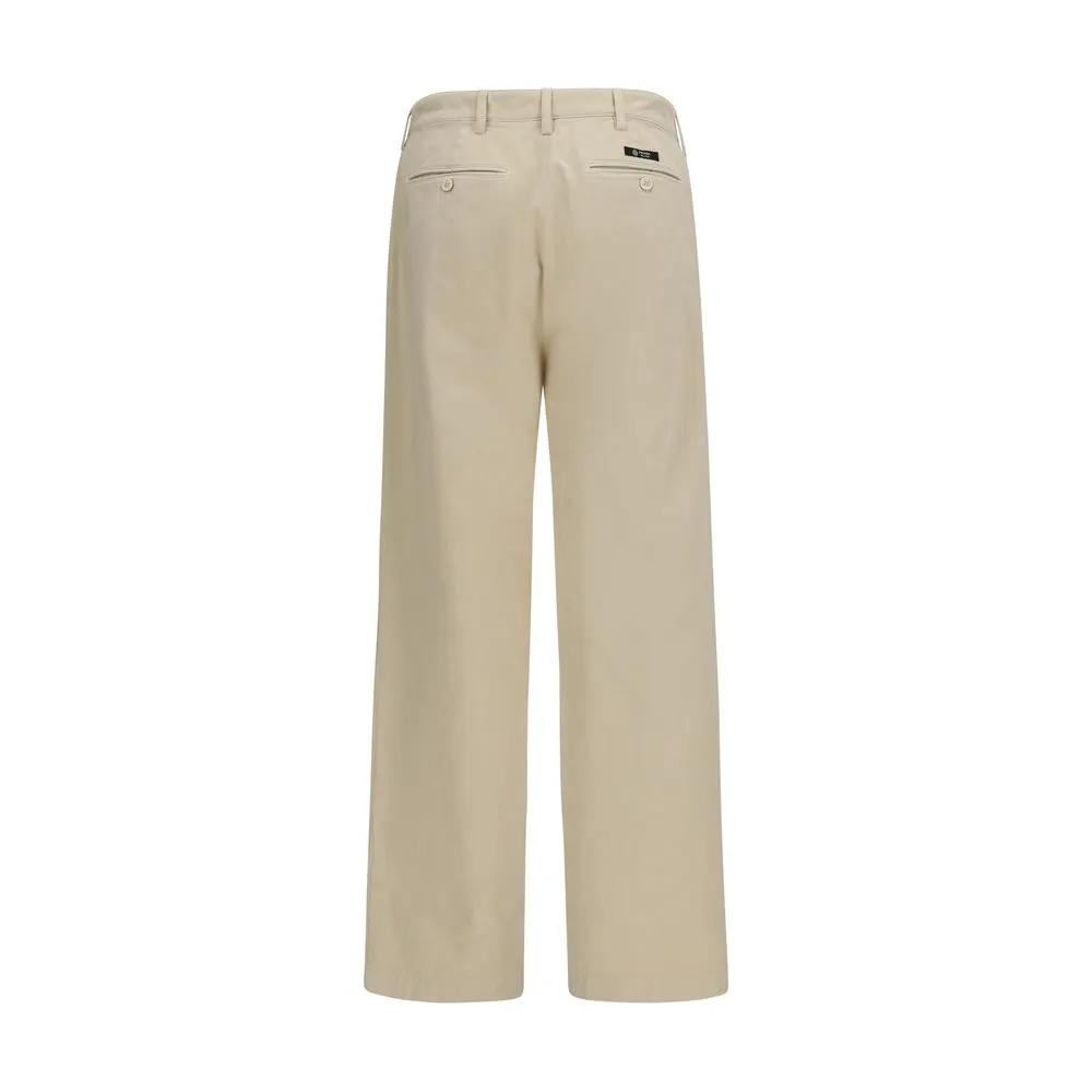 Pantalon décontracté en coton beige Prada