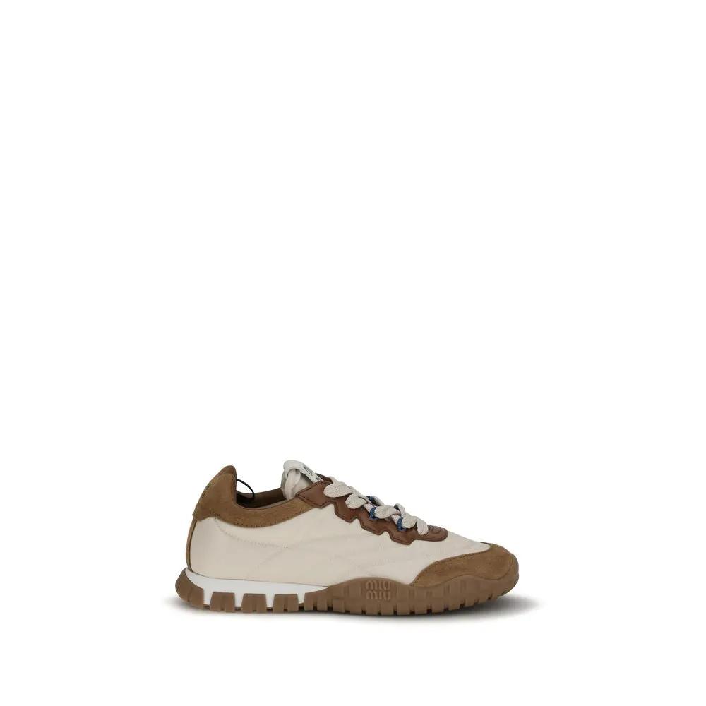 Baskets athlétiques Miu Miu en polyamide beige