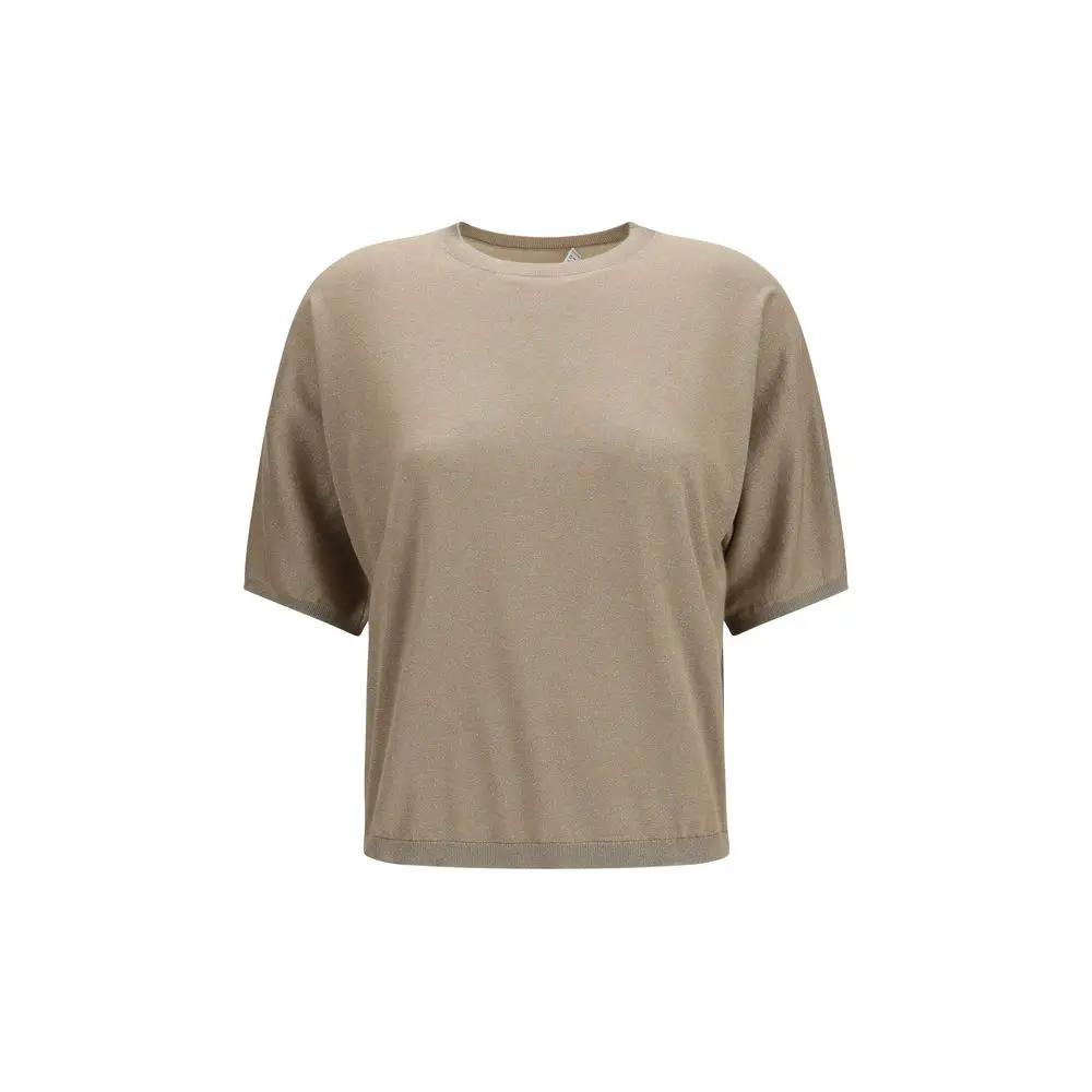 T-shirt en cachemire beige Brunello Cucinelli