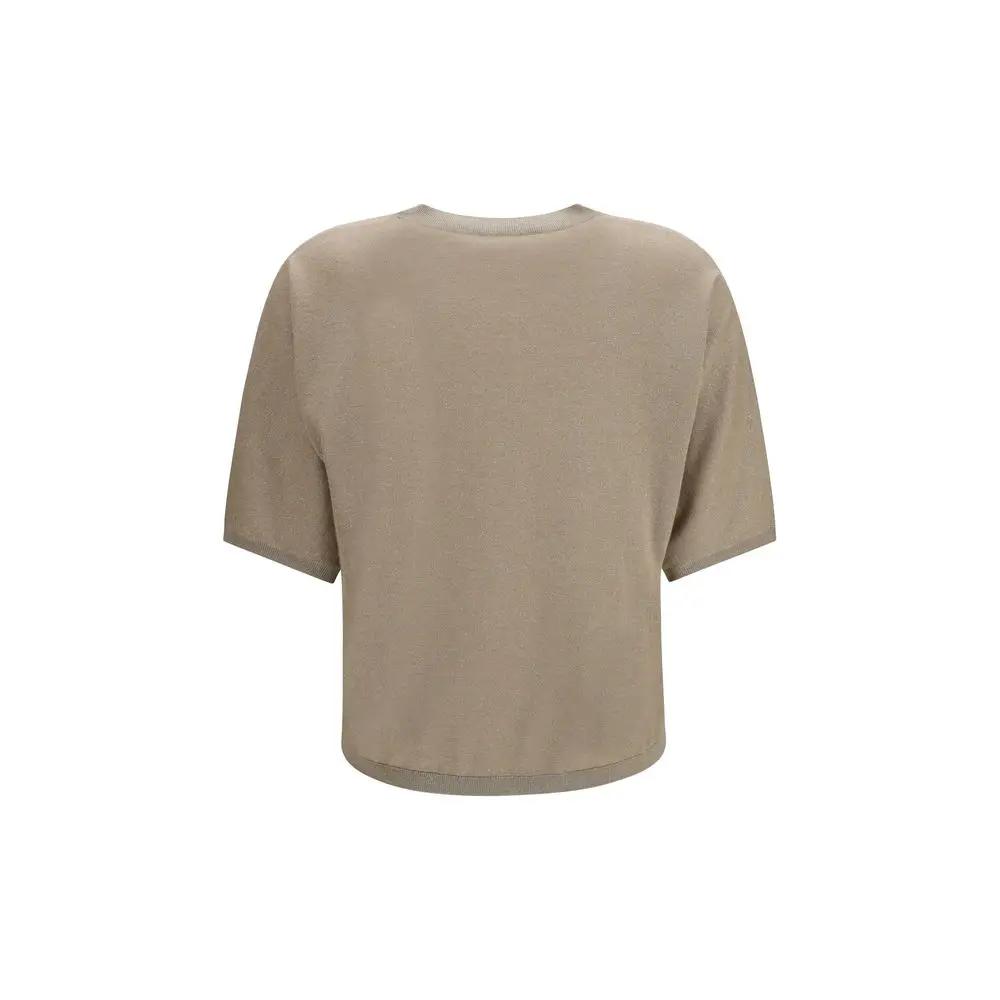 T-shirt en cachemire beige Brunello Cucinelli