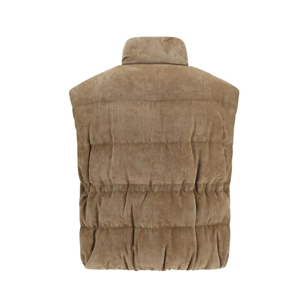 Brunello Cucinelli Gilet Sans Manches en Viscose Beige