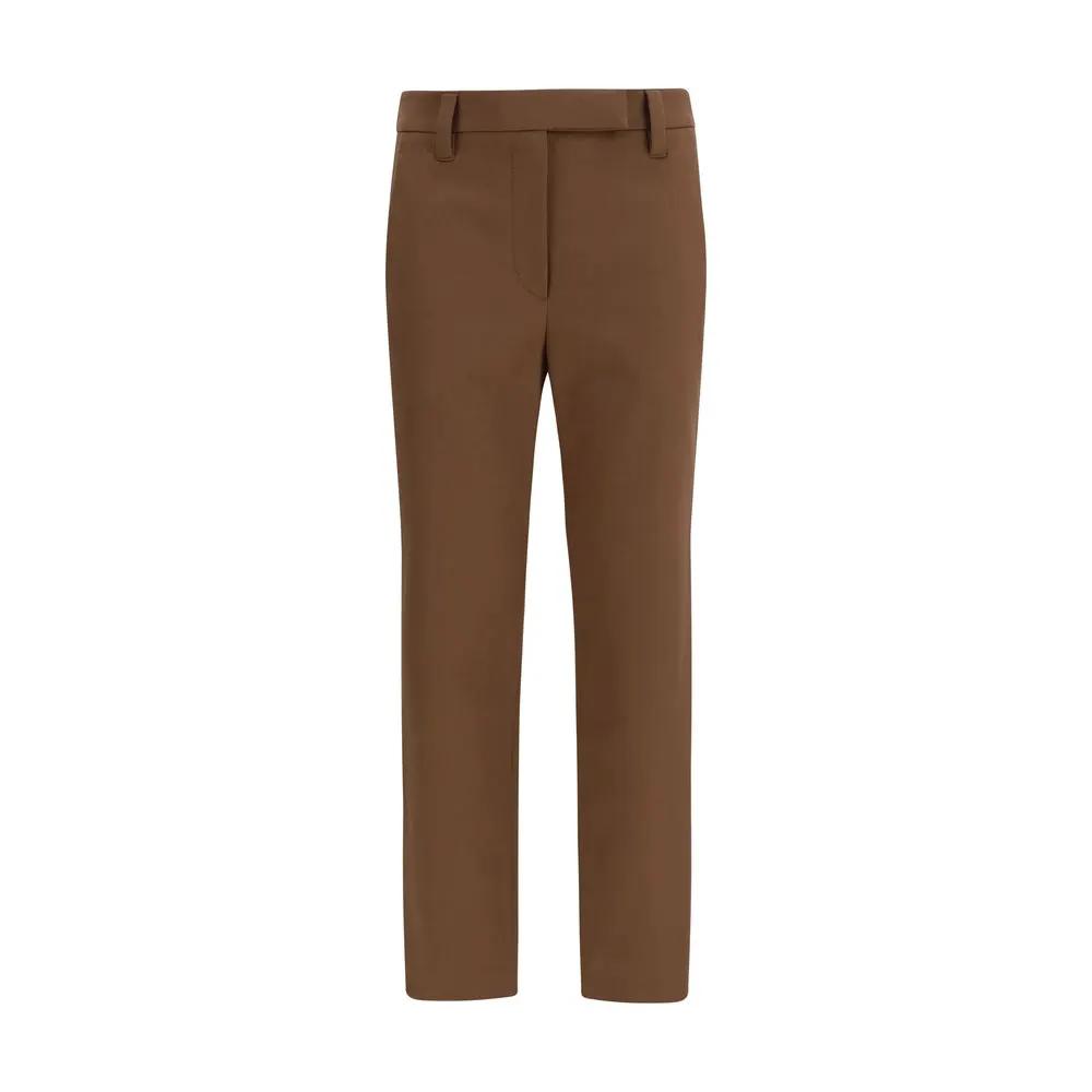 Pantalon décontracté Brunello Cucinelli marron en élasthanne