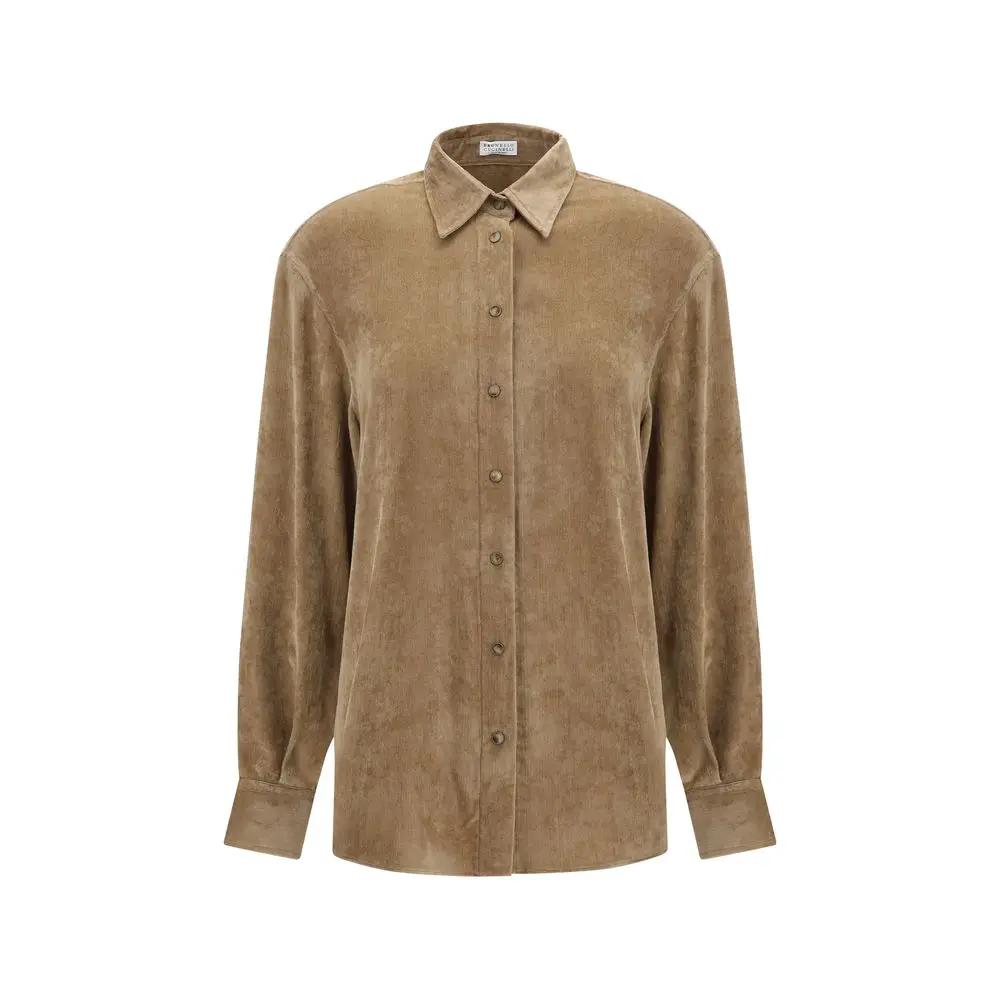 Chemise en viscose beige Brunello Cucinelli