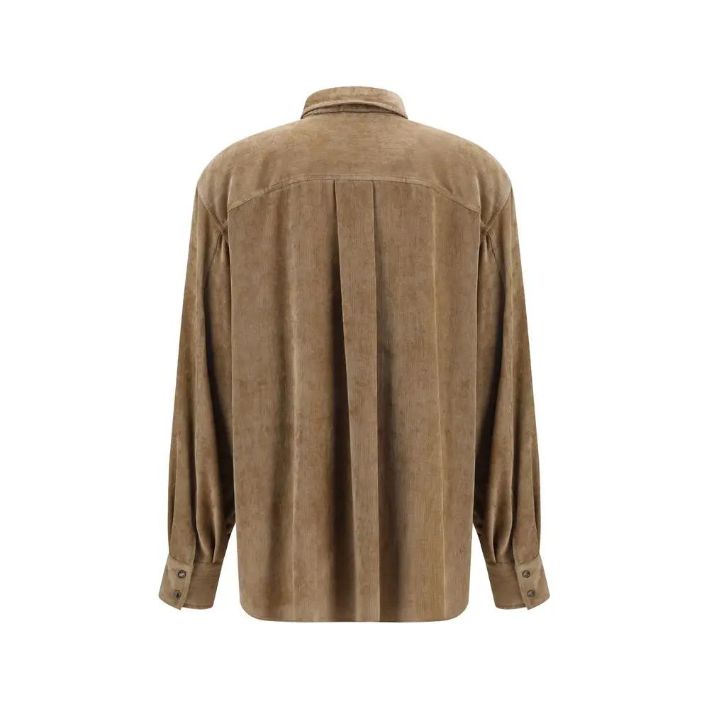 Chemise en viscose beige Brunello Cucinelli