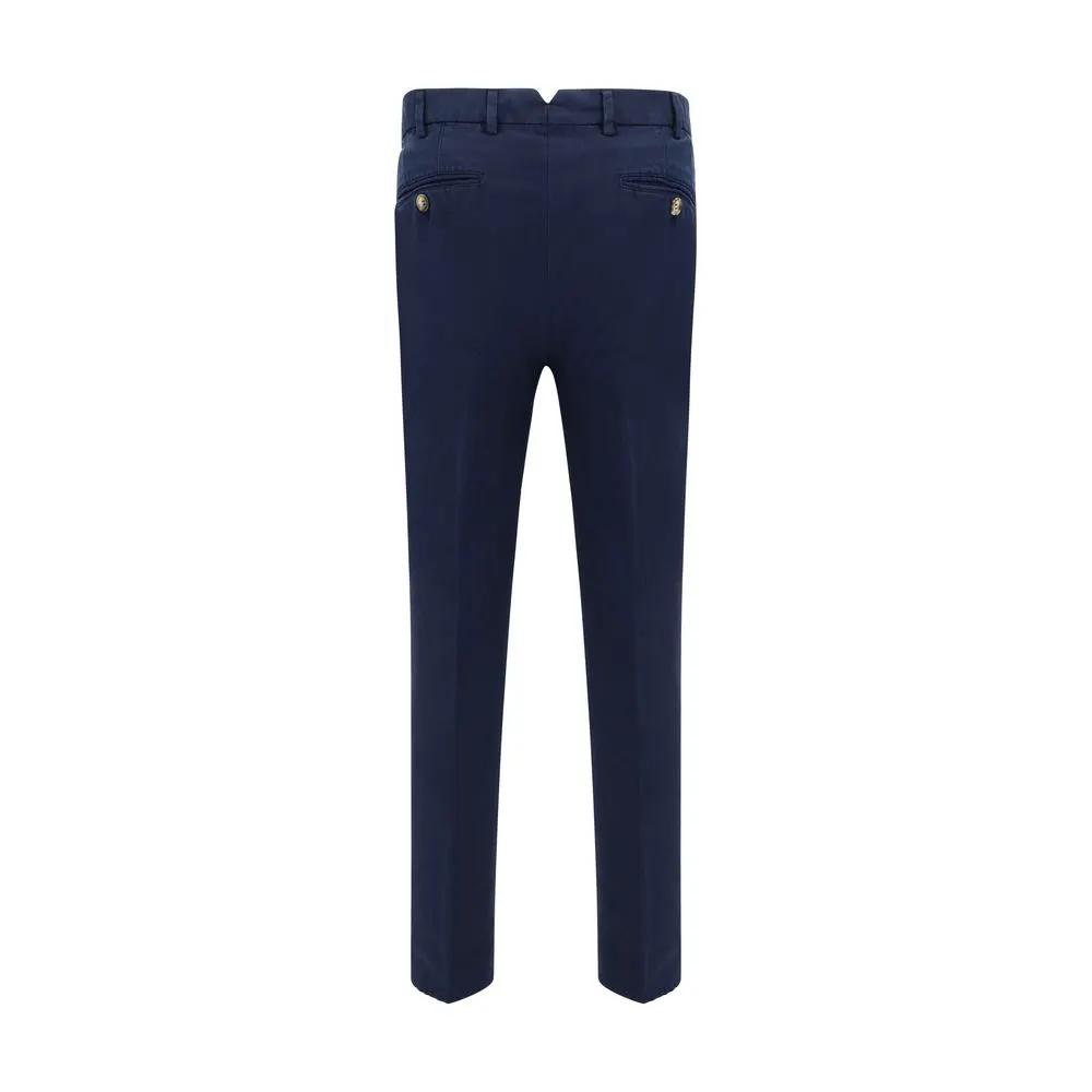Pantalon décontracté en coton bleu Brunello Cucinelli