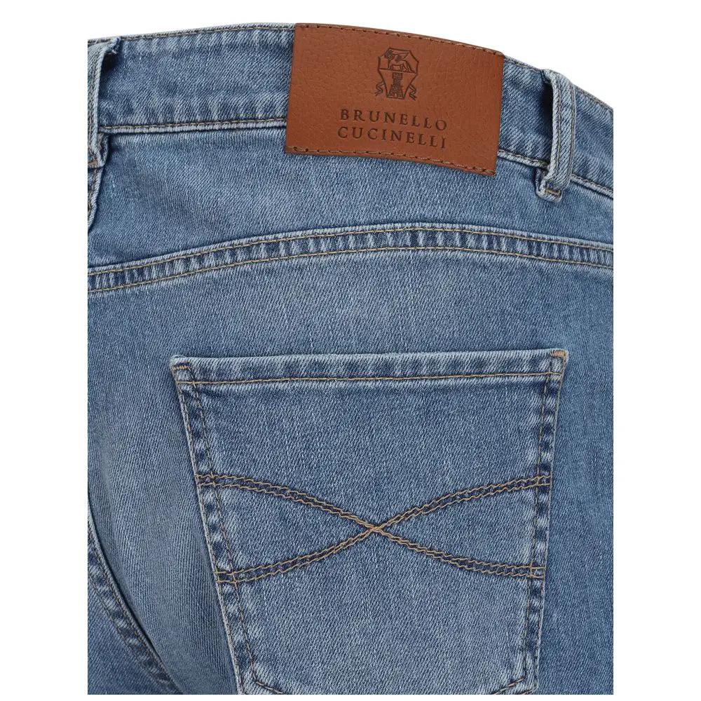 Jean droit en coton bleu Brunello Cucinelli