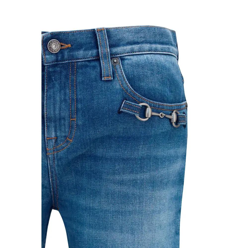 Jean évasé en coton bleu Gucci