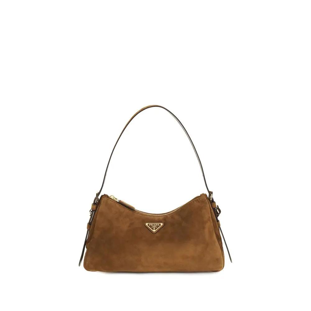 Sac à bandoulière Prada en cuir de veau marron Bos Taurus