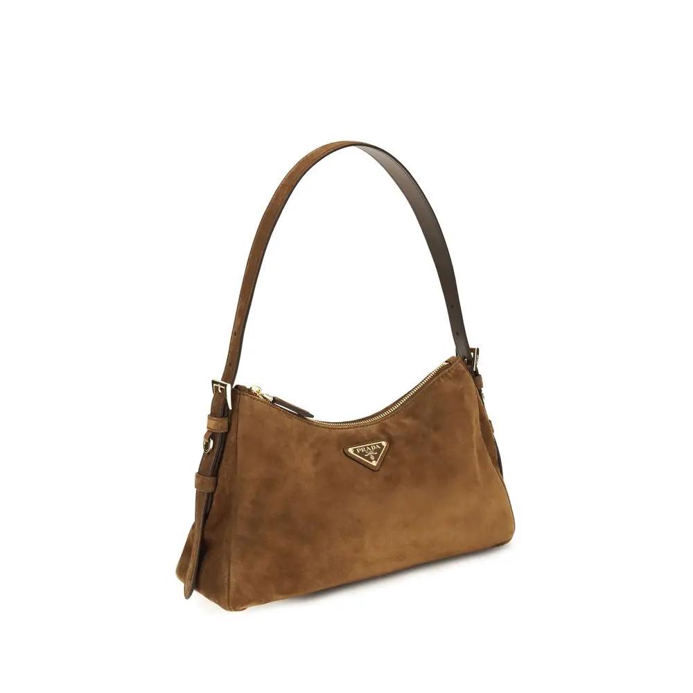 Sac à bandoulière Prada en cuir de veau marron Bos Taurus