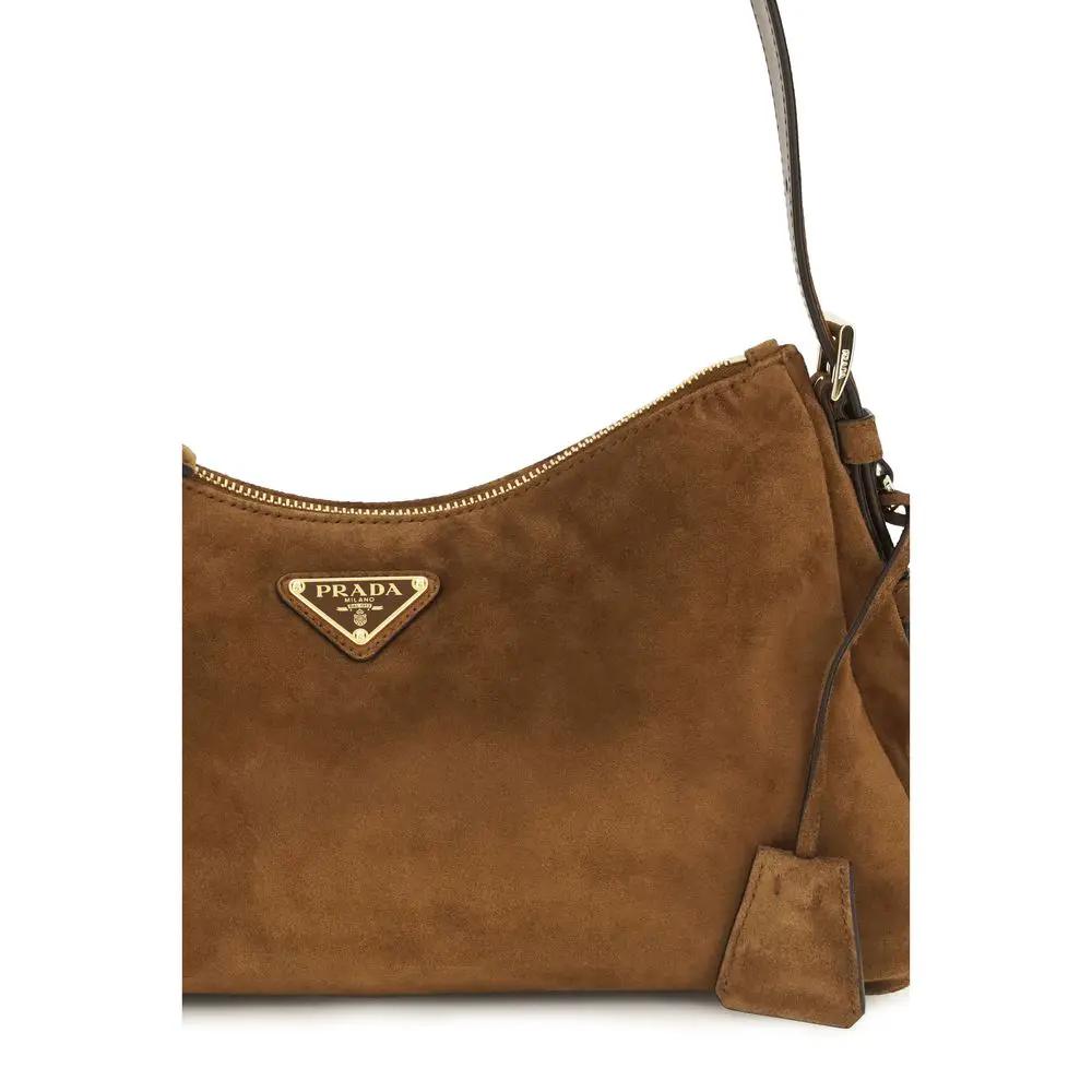 Sac à bandoulière Prada en cuir de veau marron Bos Taurus