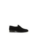 The Row Black Suede Leather Slip-On Loafers