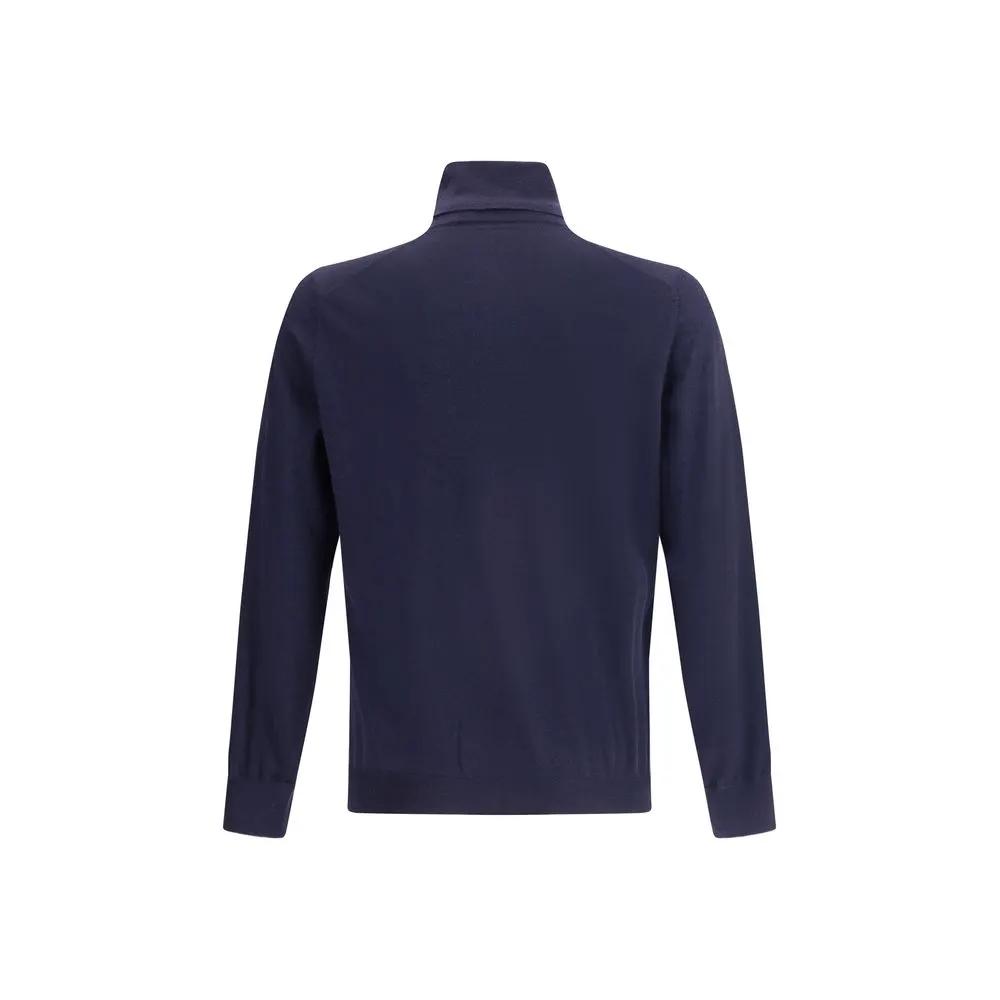 Brunello Cucinelli Col Roulé Oves Aries en Laine Bleue