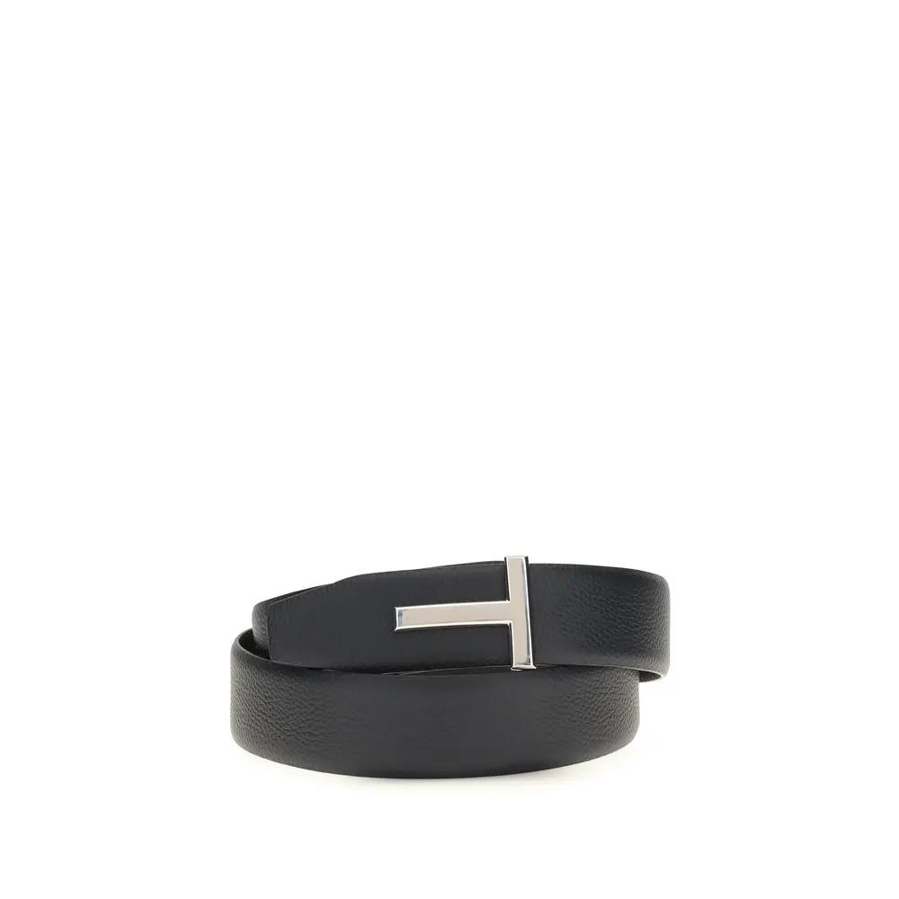 Ceinture Tom Ford en cuir de veau noir