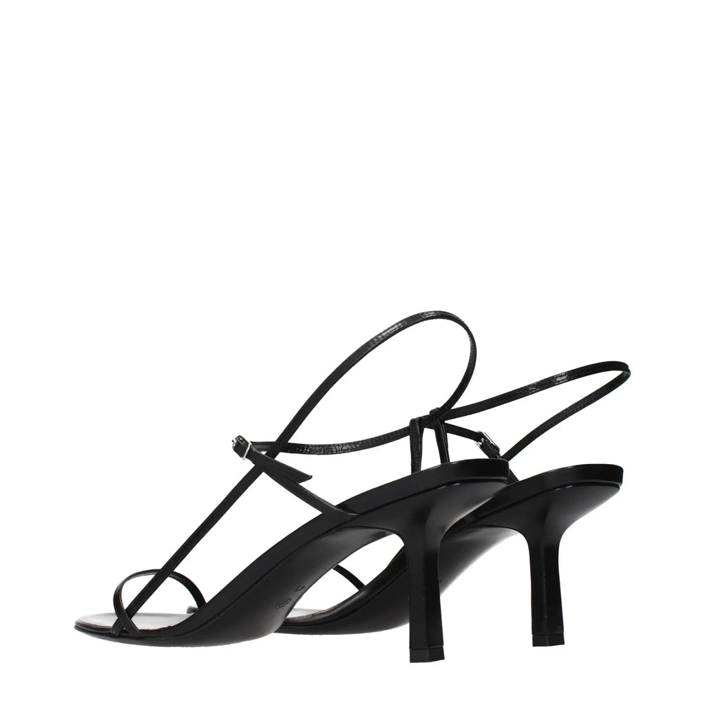 Sandales à talons aiguilles en cuir noir The Row