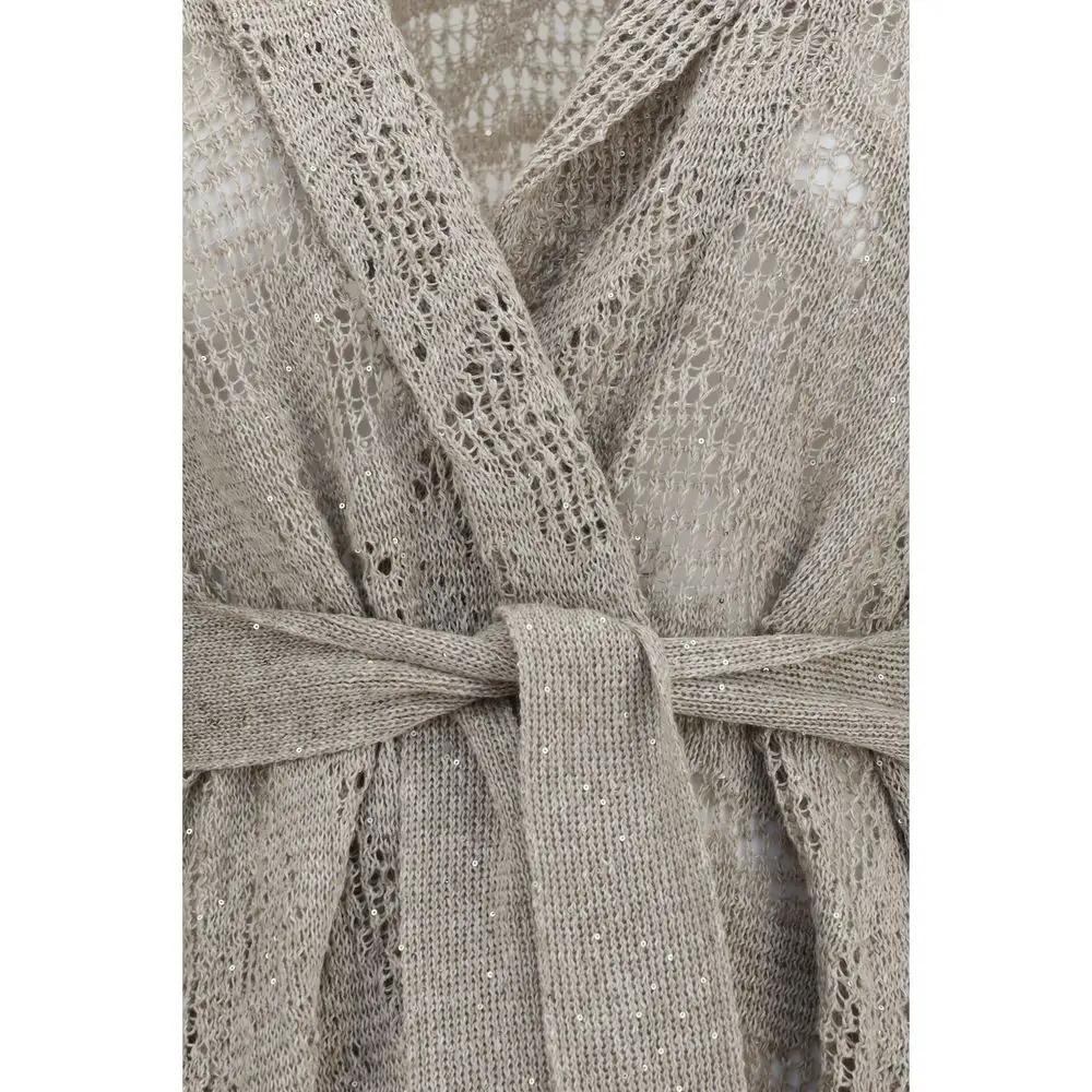 Brunello Cucinelli Beige Linen Cardigan