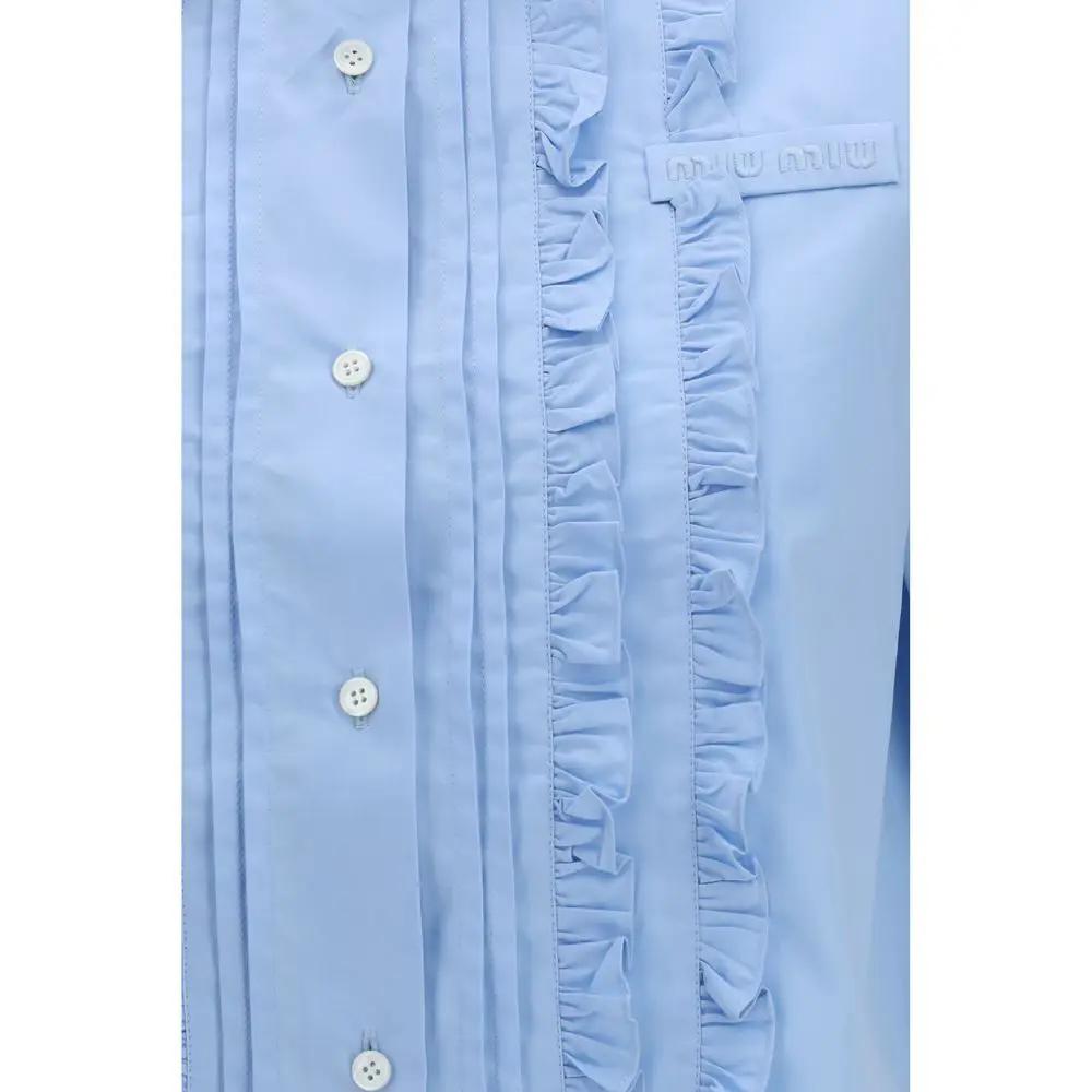 Chemise Miu Miu manches courtes en coton bleu