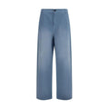 Pantalon décontracté en coton bleu Miu Miu