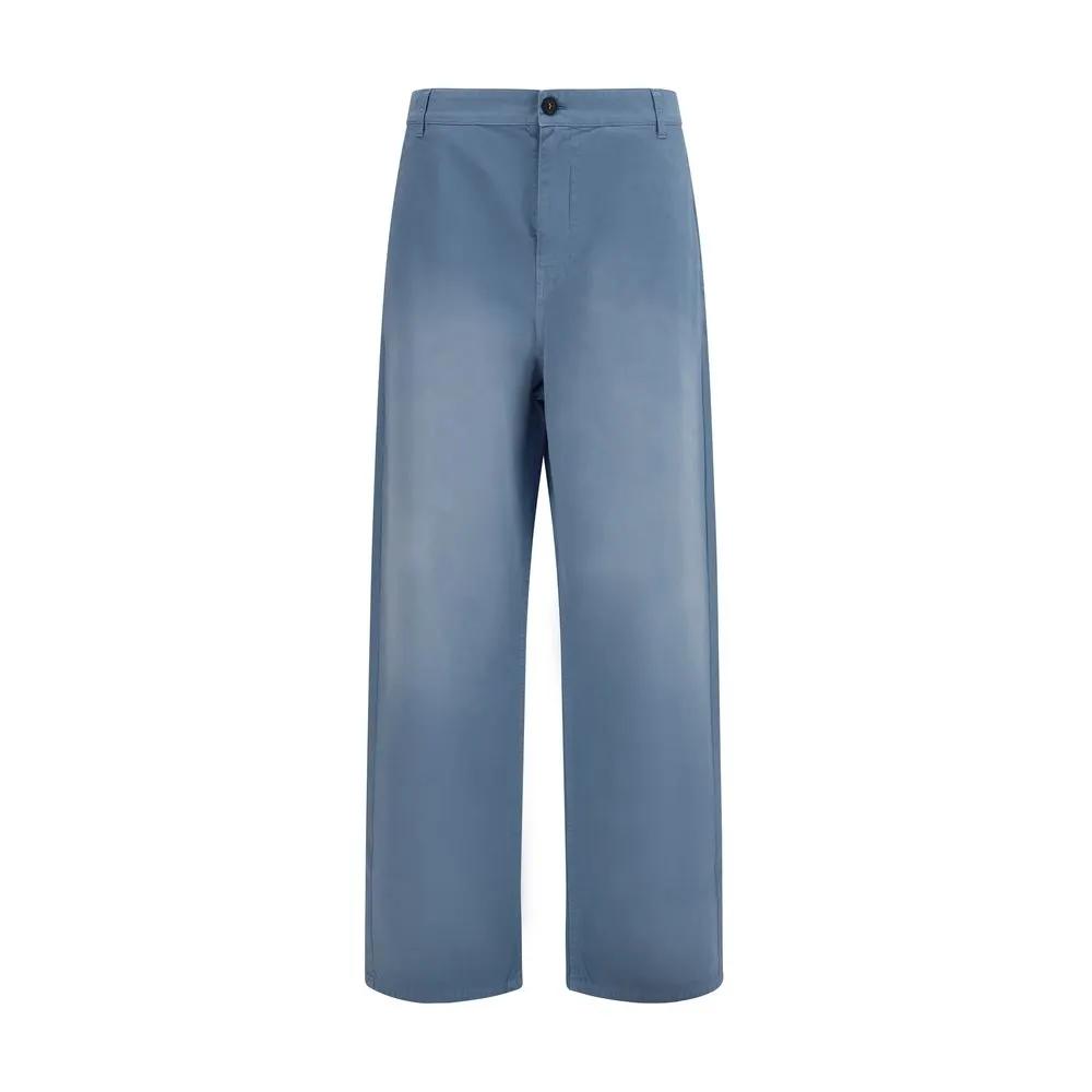 Pantalon décontracté en coton bleu Miu Miu