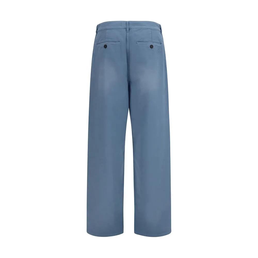 Pantalon décontracté en coton bleu Miu Miu