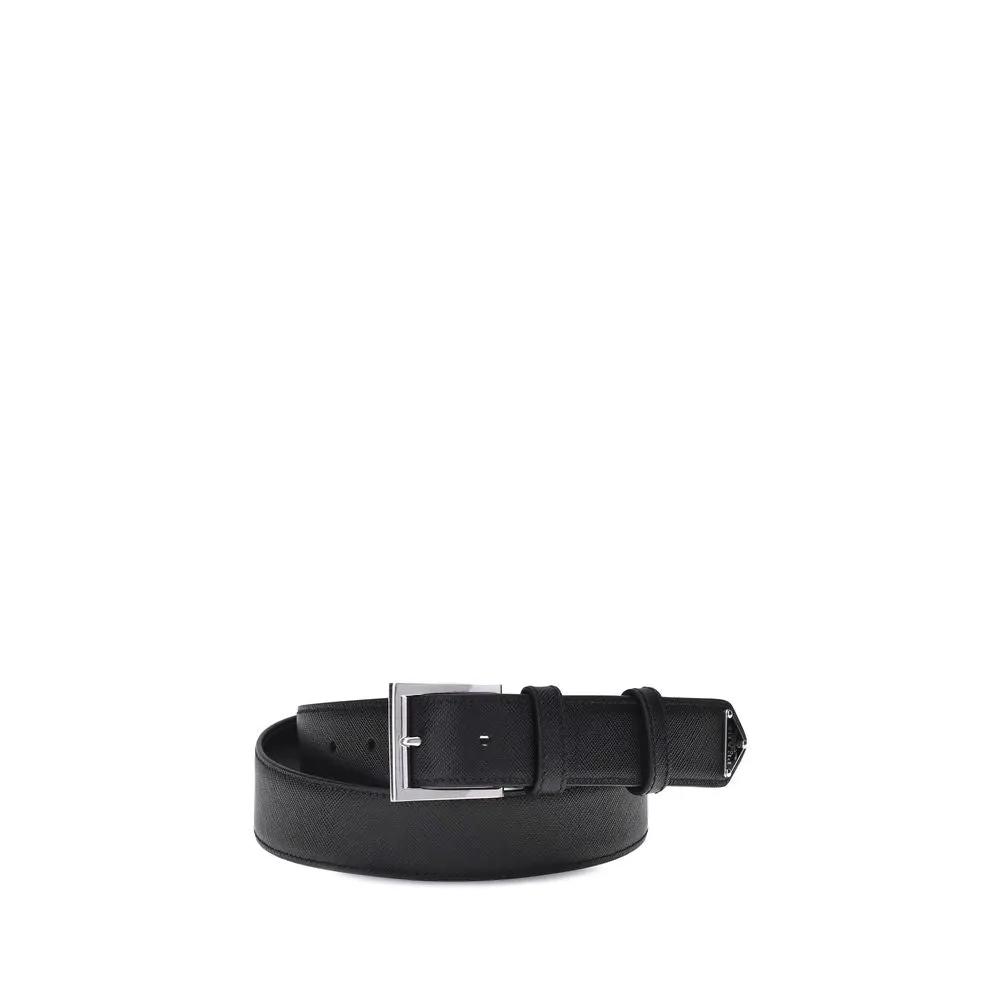 Prada Black Calf Leather Bos Taurus Regular Belt