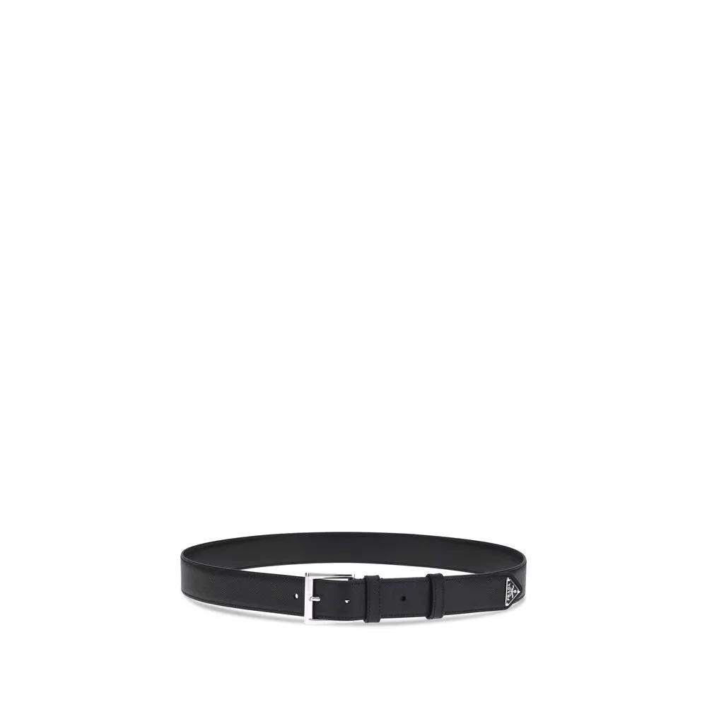 Prada Black Calf Leather Bos Taurus Regular Belt