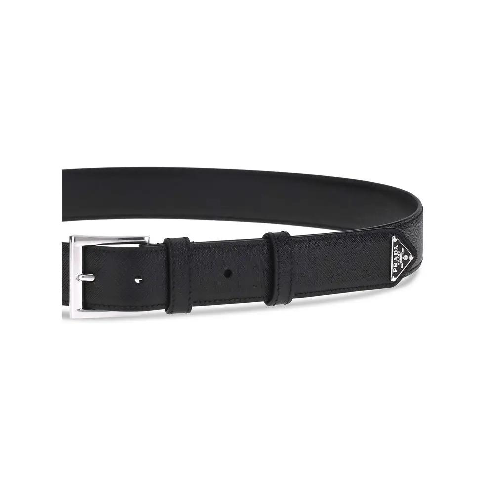 Prada Black Calf Leather Bos Taurus Regular Belt
