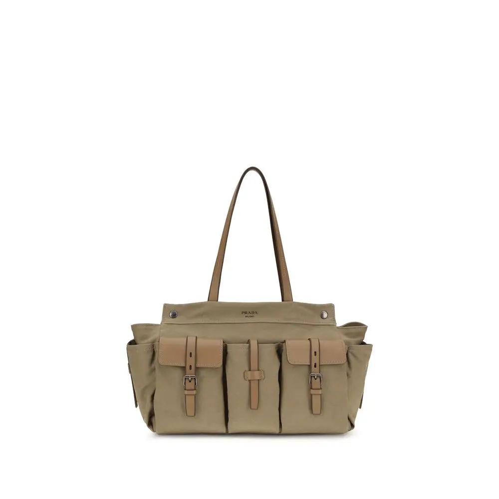 Sac à bandoulière bicolore en coton Prada
