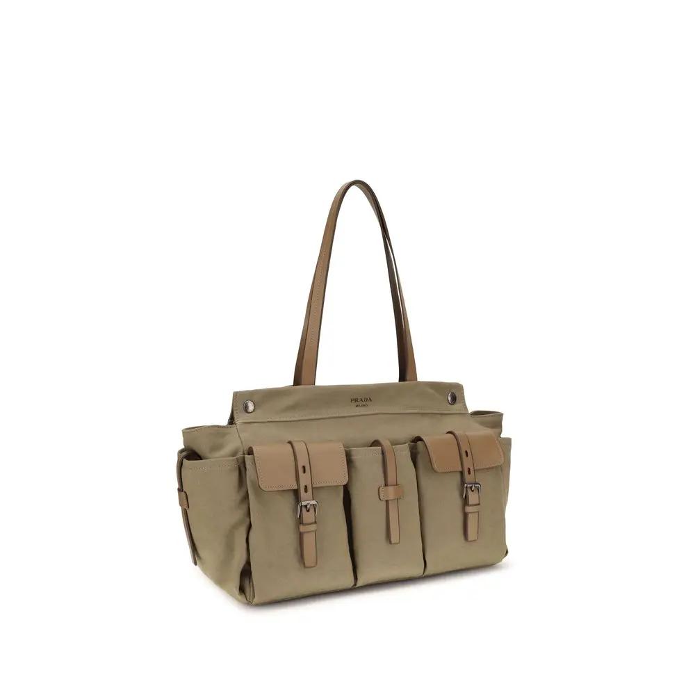 Sac à bandoulière bicolore en coton Prada
