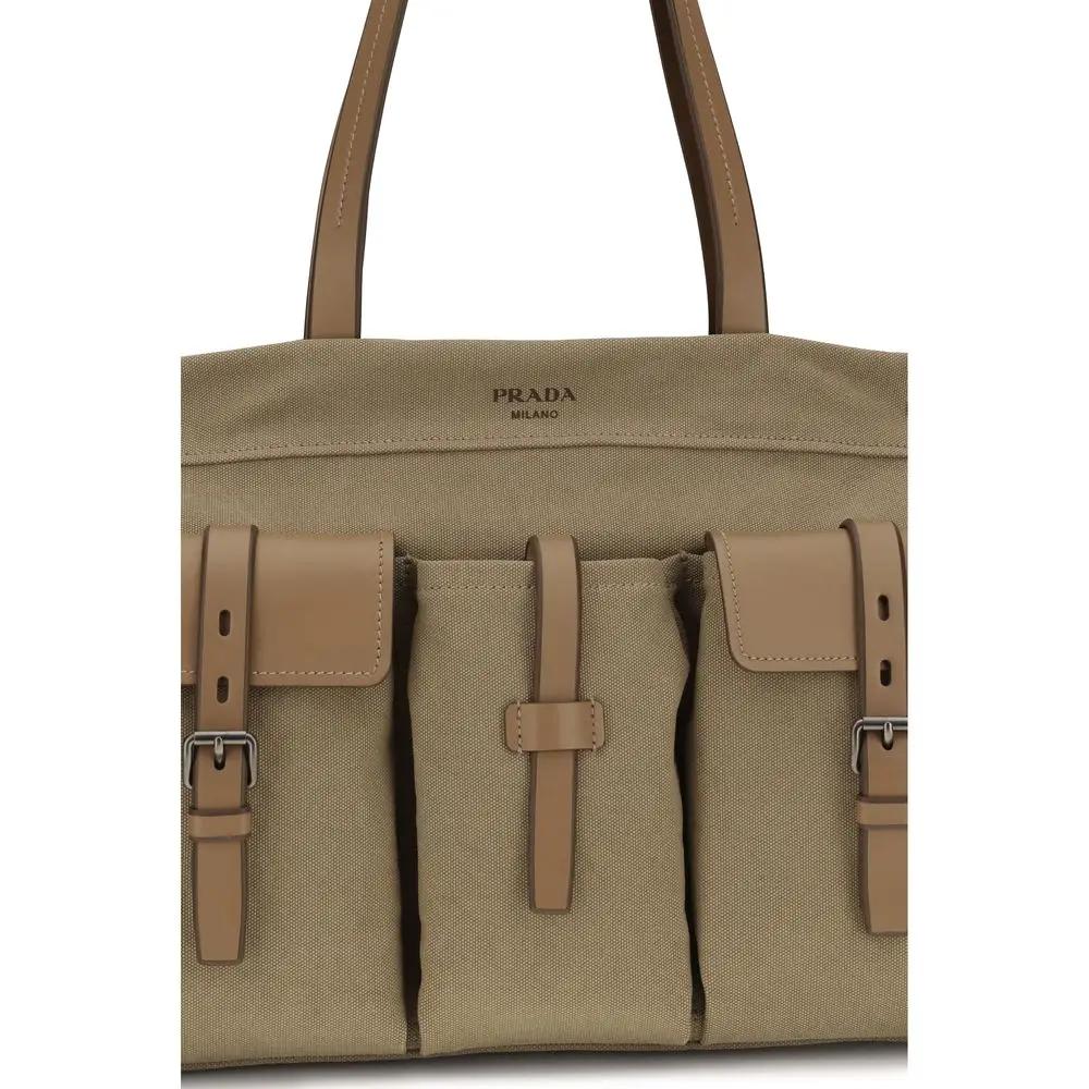 Sac à bandoulière bicolore en coton Prada