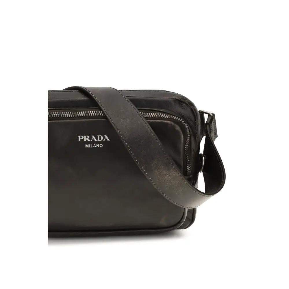 Prada Brown Calf Leather Bos Taurus Shoulder Bag