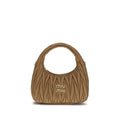 Sac bandoulière Miu Miu en cuir d'agneau Ovis Aries beige