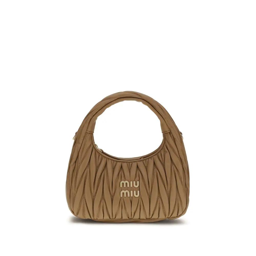 Sac bandoulière Miu Miu en cuir d'agneau Ovis Aries beige