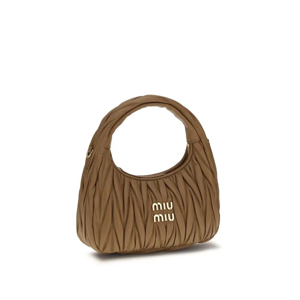 Sac bandoulière Miu Miu en cuir d'agneau Ovis Aries beige