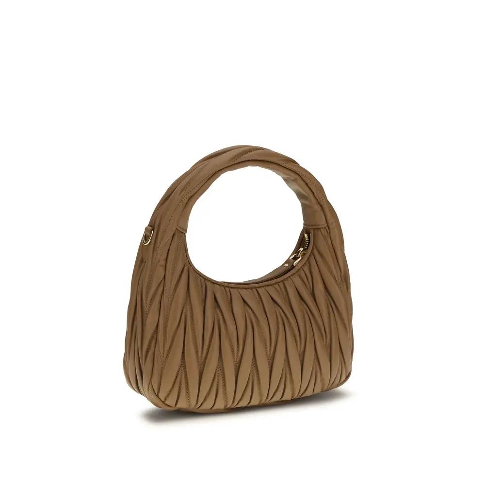 Sac bandoulière Miu Miu en cuir d'agneau Ovis Aries beige
