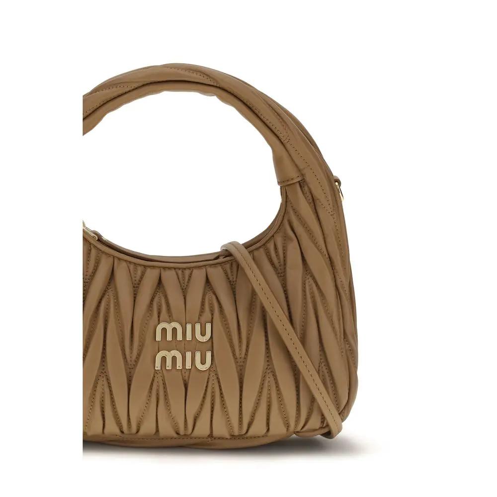 Sac bandoulière Miu Miu en cuir d'agneau Ovis Aries beige